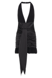 Ambrosi Satin Chiffon Mini Dress - Black