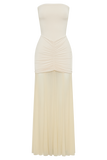 Caspian Slinky And Mesh Off Shoulder Maxi Dress - Ivory