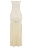 Caspian Slinky And Mesh Off Shoulder Maxi Dress - Ivory