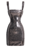 Adoria Sequin Cut Out Mini Dress - Charcoal