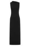 Taylor Draped Stretch Crepe Midi Dress - Black