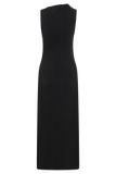Taylor Draped Stretch Crepe Midi Dress - Black