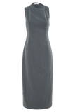 Taylor Draped Crepe Midi Dress - Charcoal Marle