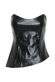 Allana Faux Leather Strapless Top - Black