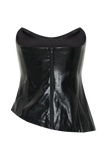 Allana Faux Leather Strapless Top - Black