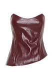 Allana Faux Leather Strapless Top - Cherry Red