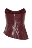 Allana Faux Leather Strapless Top - Cherry Red