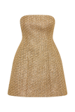 Gala Strapless Tweed Mini Dress - Gold
