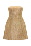 Gala Strapless Tweed Mini Dress - Gold