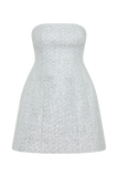 Gala Strapless Tweed Mini Dress - Silver