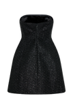 Gala Strapless Tweed Mini Dress - Black
