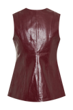 Coralia Faux Leather Sleeveless Vest - Cherry Red