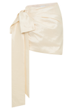 Becca Taffeta Mini Skirt With Tie - Ivory