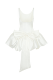 Felicia Satin Mini Dress With Bow - White