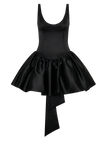 Felicia Satin Mini Dress With Bow - Black