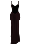Roxanne Velvet Corset Maxi Dress - Cacao Brown