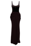 Roxanne Velvet Corset Maxi Dress - Cacao Brown