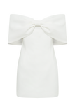 Gwyneth Off Shoulder Bow Mini Dress - White