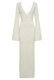 Kayleigh Crochet Fishtail Flare Sleeve Maxi Dress - White