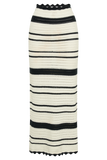 Jadia Contrast Crochet Fishtail Maxi Skirt - Black/White