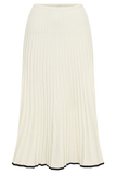 Jolene Contrast Rib Knit Midi Skirt - White