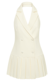 Antoinette Pleated Mini Dress - Ivory
