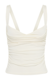 Hailey Slinky Long Line Sweetheart Top - Ivory