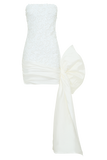 Franka Strapless Bow Mini Dress - White