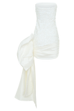 Franka Strapless Bow Mini Dress - White