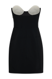 Deana Contrast Suiting Strapless Mini Dress - Black