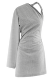 Dorian Twist Shoulder Mini Dress - Charcoal Marle