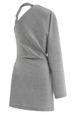 Dorian Twist Shoulder Mini Dress - Charcoal Marle