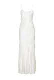 Kailey Low Back Maxi Dress With Detachable Bow Train - White