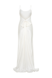 Kailey Low Back Maxi Dress With Detachable Bow Train - White