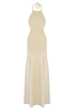 Soleil Knit And Mesh Halter Maxi Dress - Cream