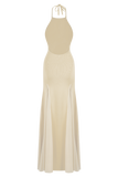 Soleil Knit And Mesh Halter Maxi Dress - Cream