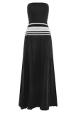 Solaris Strapless Contrast Knit Maxi Dress - Black/White
