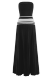 Solaris Strapless Contrast Knit Maxi Dress - Black/White