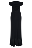 Audrey Off Shoulder Mesh Maxi Dress - Black