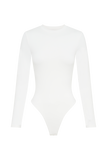 Delilah Long Sleeve Crew Neck Bodysuit - White