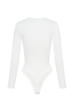 Delilah Long Sleeve Crew Neck Bodysuit - White